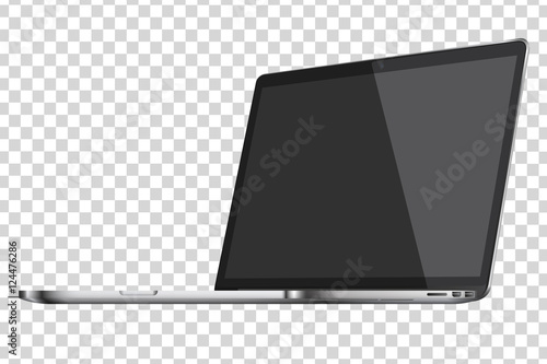 Modern glossy laptop isolated on white background.
