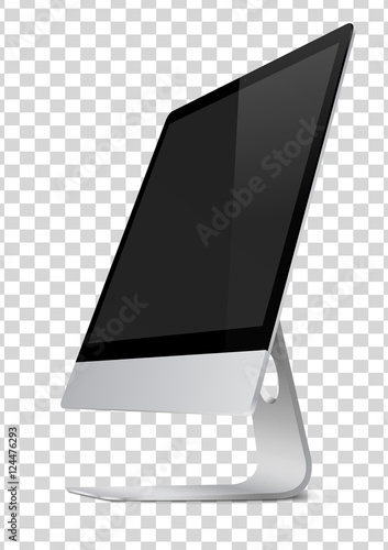 Modern computer monitor display with black screen.