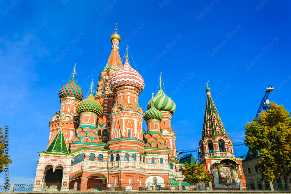 View of St. Basil's Cathedral in Red square Moscow,Russia View of St. Basil's Cathedral in Red square Moscow,Russia