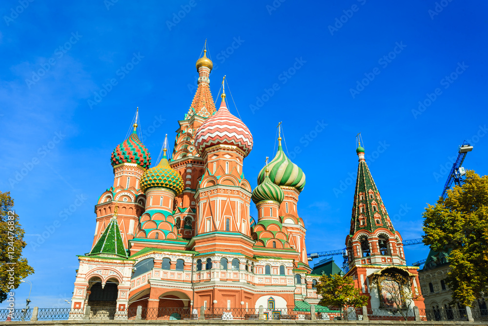 View of St. Basil's Cathedral in Red square Moscow,Russia