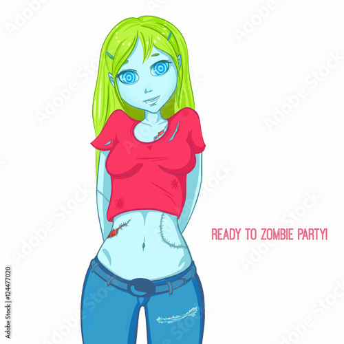 Zombie character. Zombie girl.
