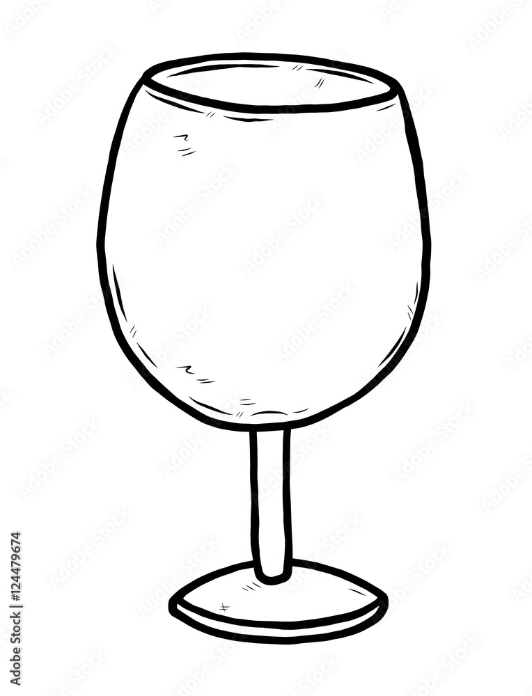 wine glass / cartoon vector and illustration, black and white, hand drawn,  sketch style, isolated on white background. Stock Vector | Adobe Stock