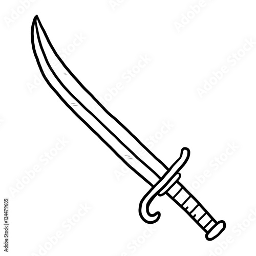 sword / cartoon vector and illustration, black and white, hand drawn, sketch style, isolated on white background.