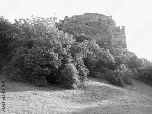 Canvas Print Castle Devin in Bratislava in black and white