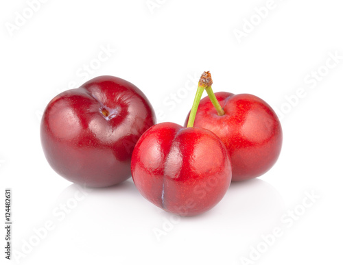 Red plum fruit isolated on white background