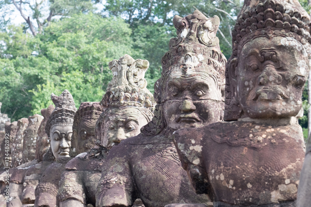 Demon or Asuras ( in Sanskrit) row at entrance of Angkor Thom,Siem Reap, Cambodia.