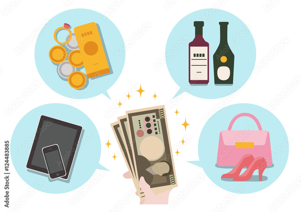 イラスト素材 ブランド品買取 ゴールド お酒 スマホ ファッション Stock Vector Adobe Stock