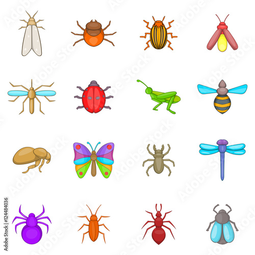 Insects icons set. Cartoon illustration of 16 insects vector icons for web © ylivdesign