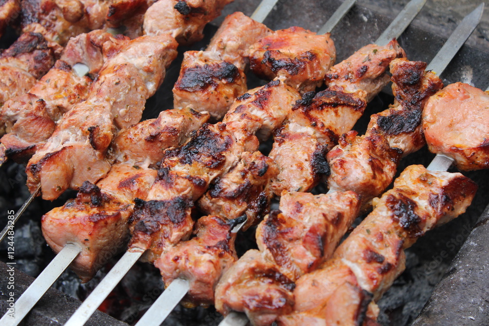 Meat porkis fried on the grill skewers at coals 20463 Meat porkis fried on the grill skewers at coals 20463