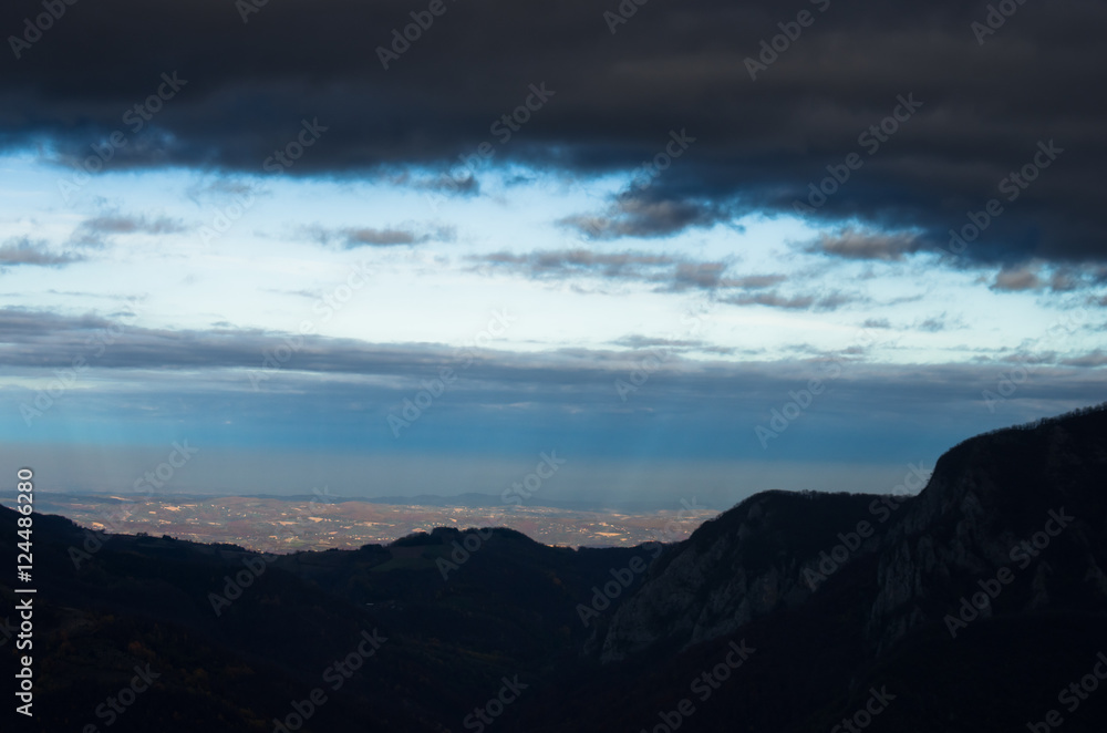 Dark clouds over Bobija mountain at autumn, west Serbia