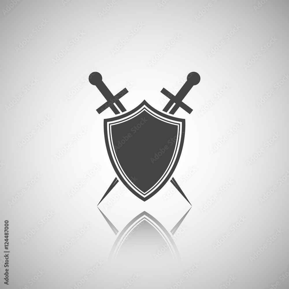 Obraz premium Abstract vector icon - shield and sword.