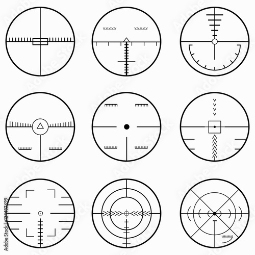 sniper scope isolated monochrome symbols