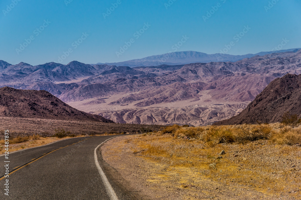 US Highway to death valley national park, California - Picture made on a motorcycle road trip through western USA US Highway to death valley national park, California - Picture made on a motorcycle road trip through western USA