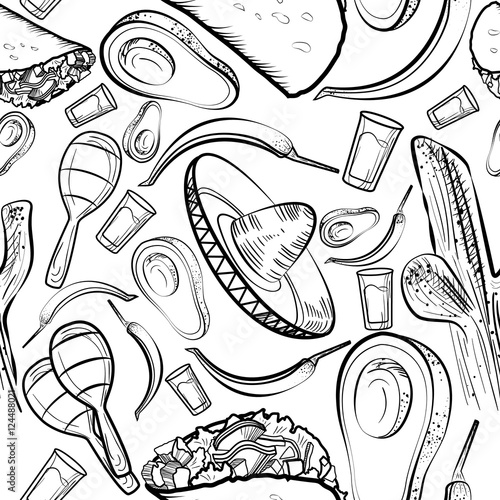 Hand drawn Mexico pattern