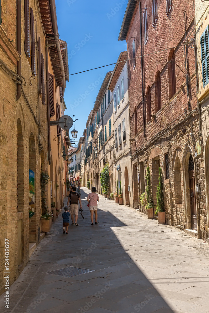 Montalcino, Italy. Tourists in the old town