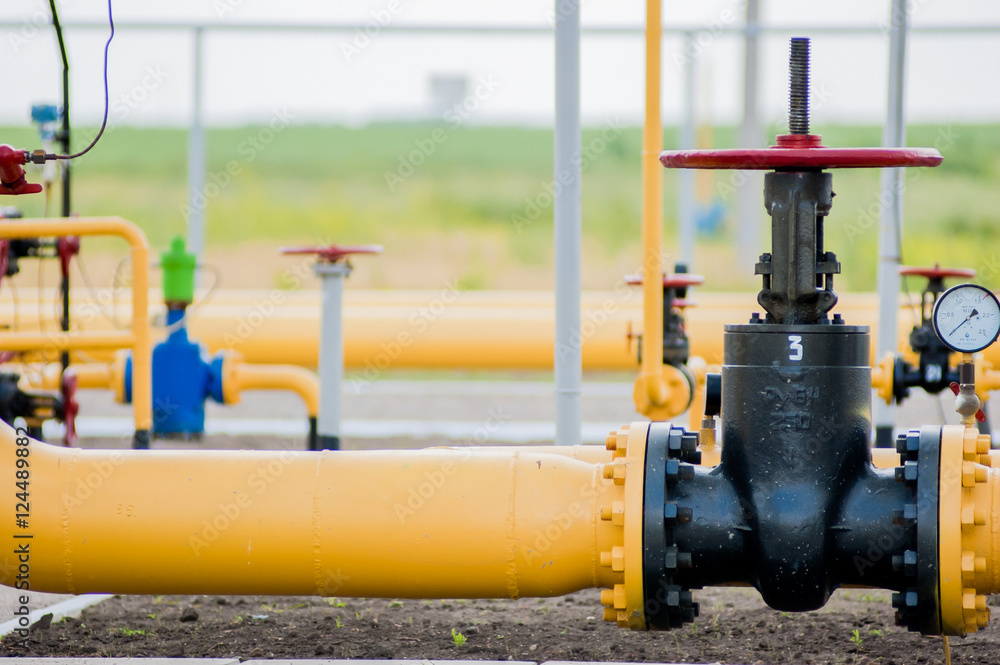 Faucet with steel pipe in natural gas treatment plant