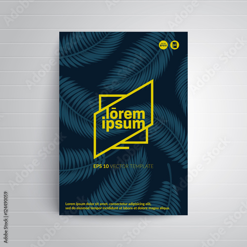 Floral title sheet design. Tropic leaf pattern. Eps10vector template.