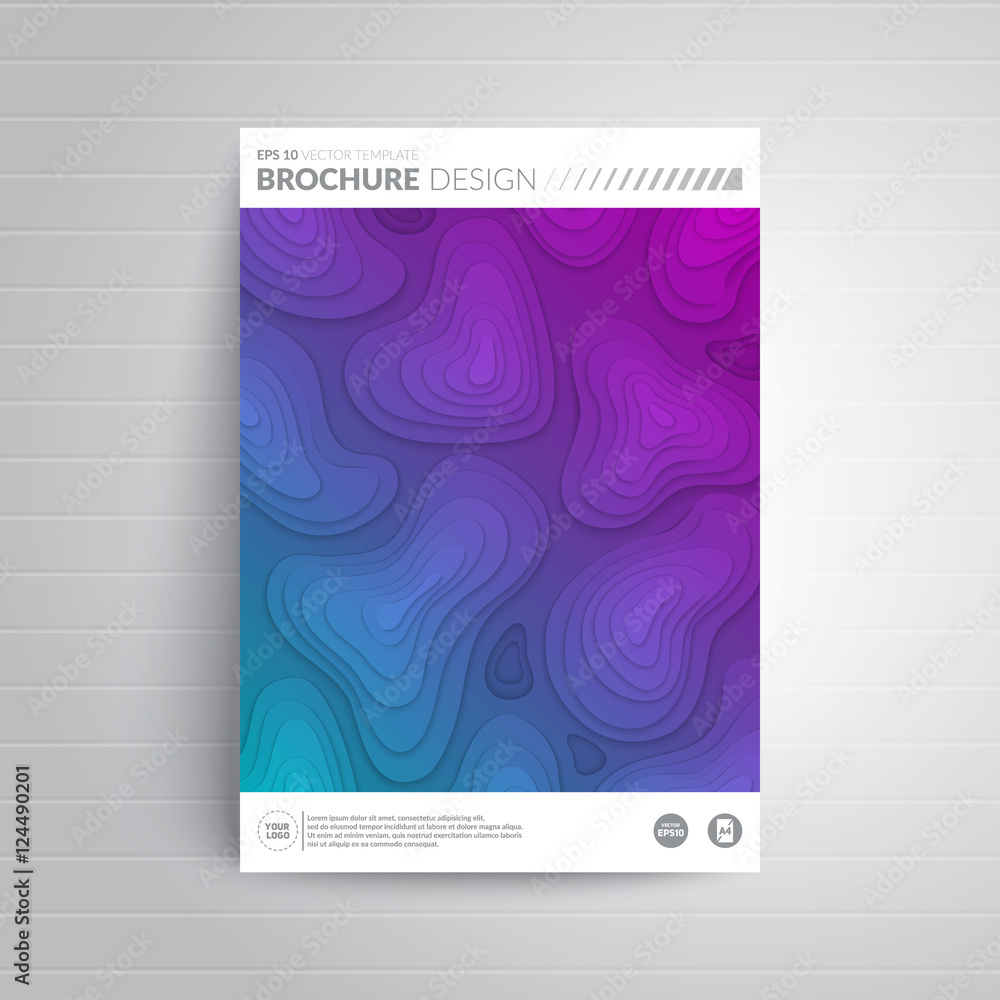 Brochure title sheet design. 3d shapes overlap. Eps10 vector template.