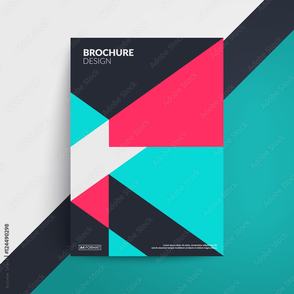Brochure cover design. Modern geometric pattern. A4 format vector template.