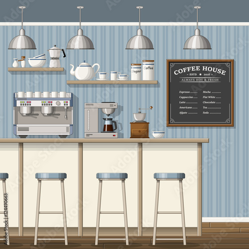 Illustration of a classic coffee shop