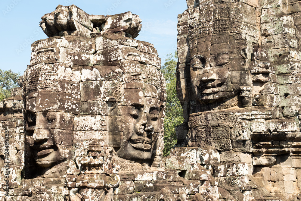 Smiling Face : Smiling,gargantuan face at Angkor thom,Siem Reap,Cambodia.