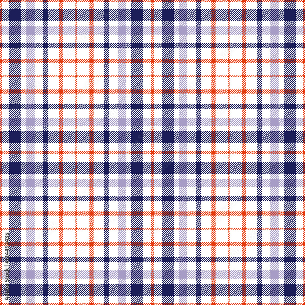 Seamless plaid pattern. Navy blue, red & violet plaid stripes on white. Seamless plaid pattern. Navy blue, red & violet plaid stripes on white.