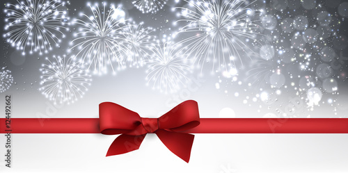 Winter banner with red bow.