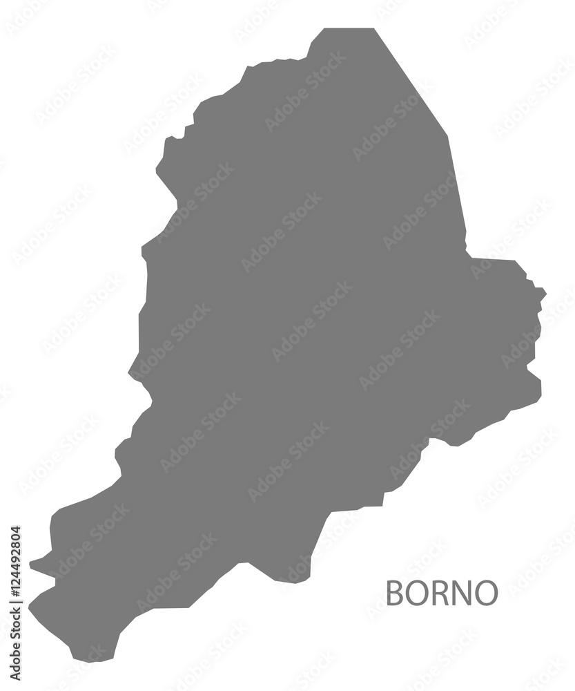 Borno Nigeria Map grey