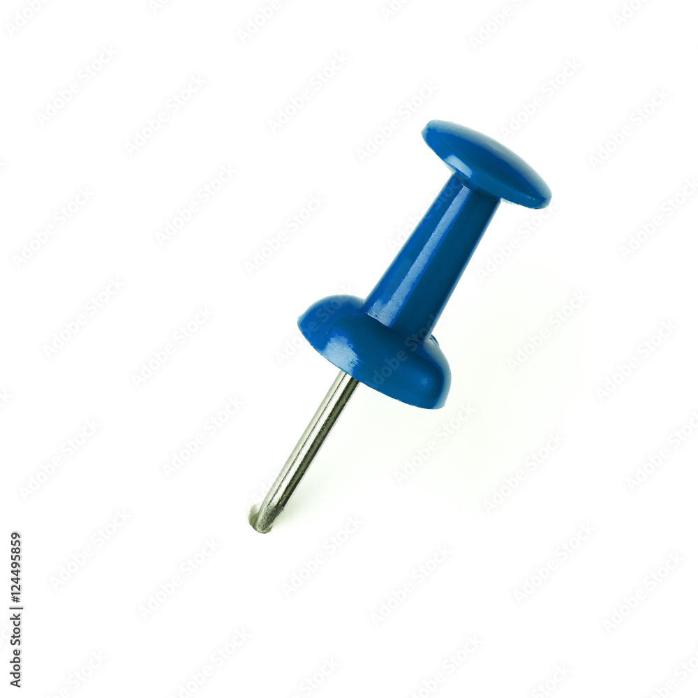 Closeup or macro of a pushpin isolated on white background Closeup or macro of a pushpin isolated on white background