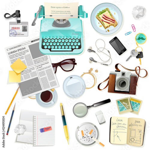 Vintage Accessories For Journalist Writer Typewriter 