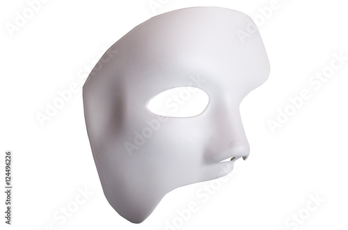White Scary Halloween mask isolated on white background.