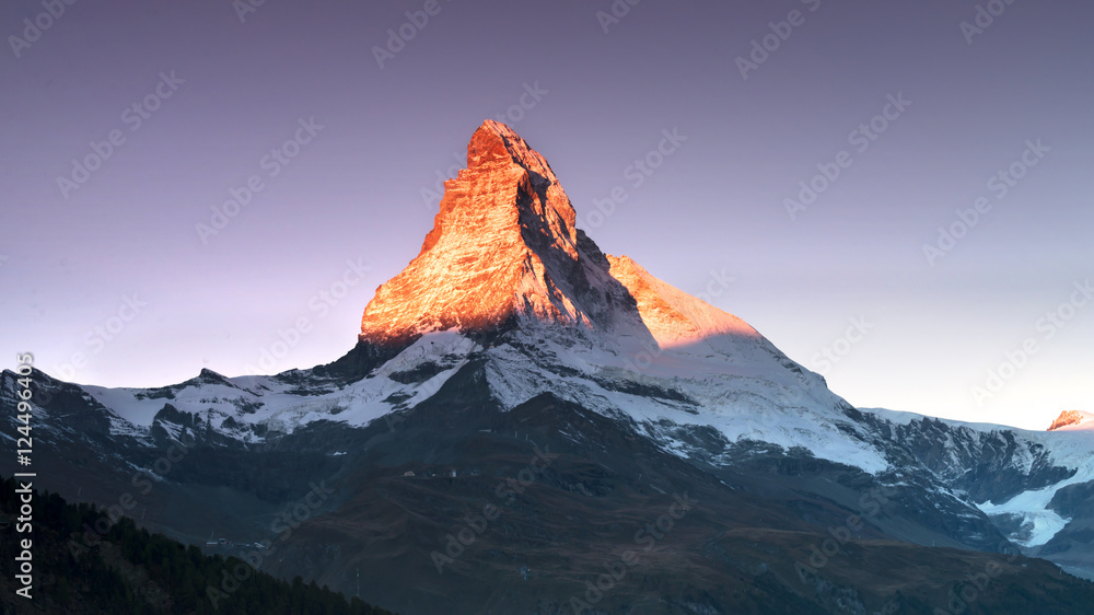 Fototapeta premium Matterhorn at the sunrise colors