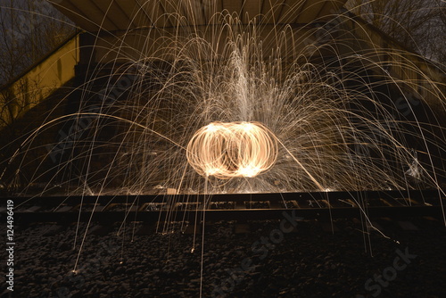 Fire spiral with ignition sparks