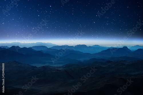 Night mountains before sunrise in the Egypt. Sinai Peninsula  the mountain of Moses