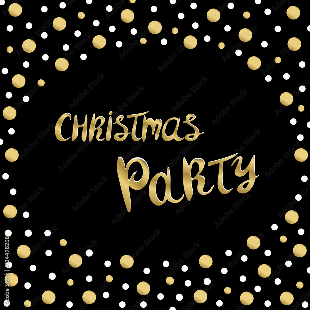 Merry Christmas party background with gold glittering confetti Design