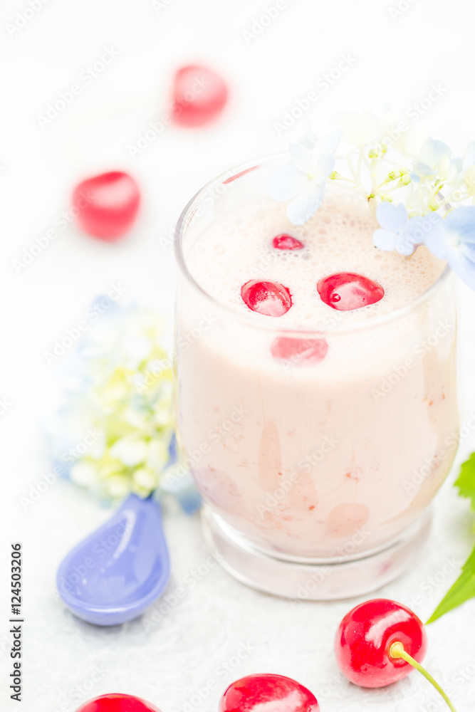 Refreshing summer drink fruit cocktail cherries Refreshing summer drink fruit cocktail cherries