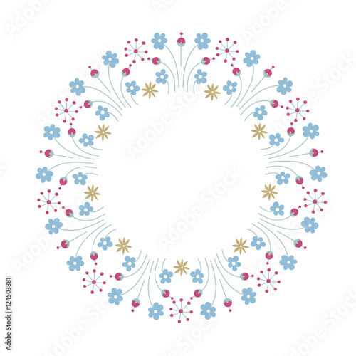 Round frame with doodle flowers