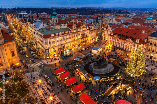 Old Town Square at Christmas time in Prague.