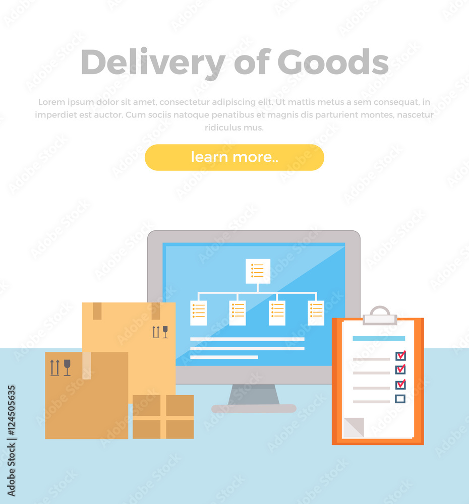 Delivery of Goods Web Banner in Flat Style Design. Delivery of Goods Web Banner in Flat Style Design.