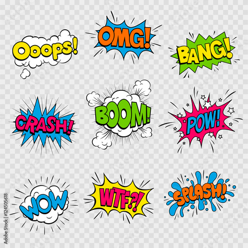Vector Illustration of Colorful Cartoon Sound Effects photo