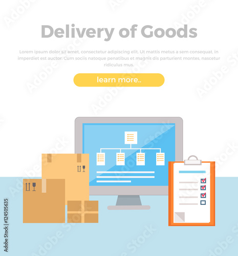 Delivery of Goods Web Banner in Flat Style Design.