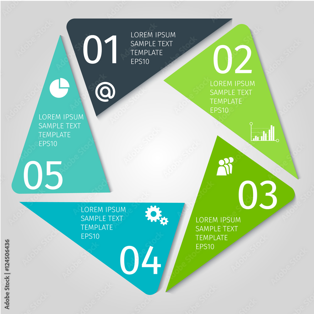 Circle arrows modern infographic set. Vector template with 5 options ...