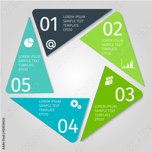 Circle arrows modern infographic set. Vector template with 5 options for diagram, workflow layout, flowchart, steps, parts, timeline, chart, web design, background.