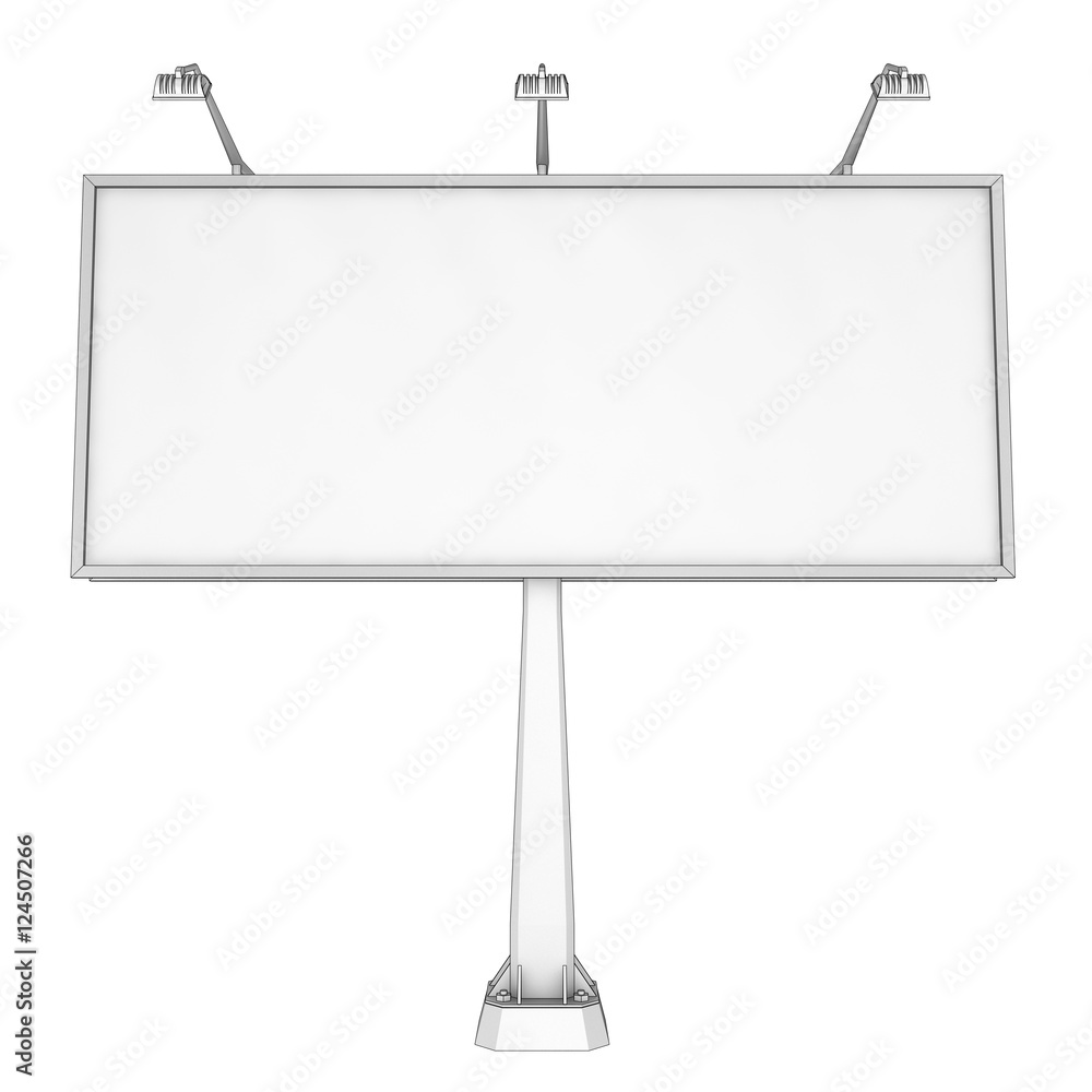 Obraz premium Blank billboard. 3d image. Front view. Isolated on white.