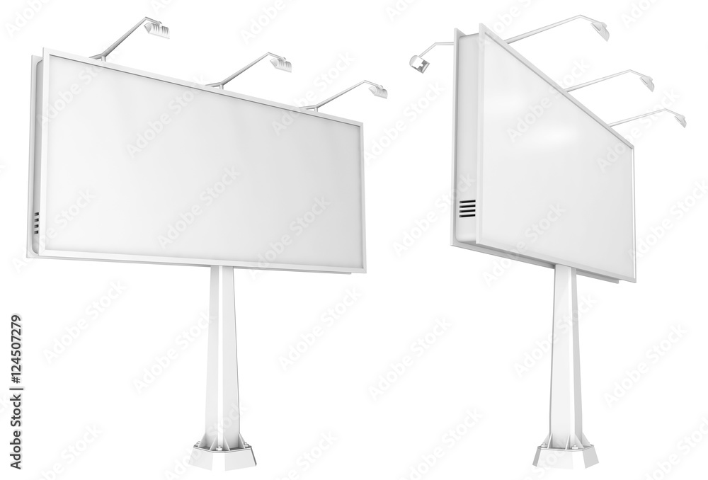 Blank billboard. 3d image. Isolated on white. Blank billboard. 3d image. Isolated on white.