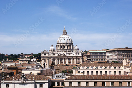 The view to St. Peter's Basilica from top of Castle of Holy Angel in Rome.
