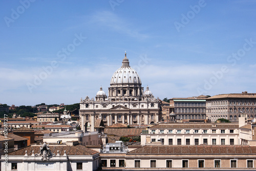 The view to St. Peter's Basilica from top of Castle of Holy Angel in Rome. © allasimacheva