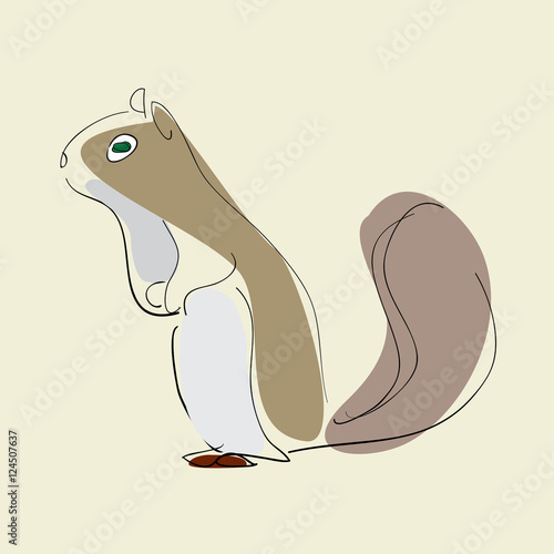 Squirrel with green eyes on beige background