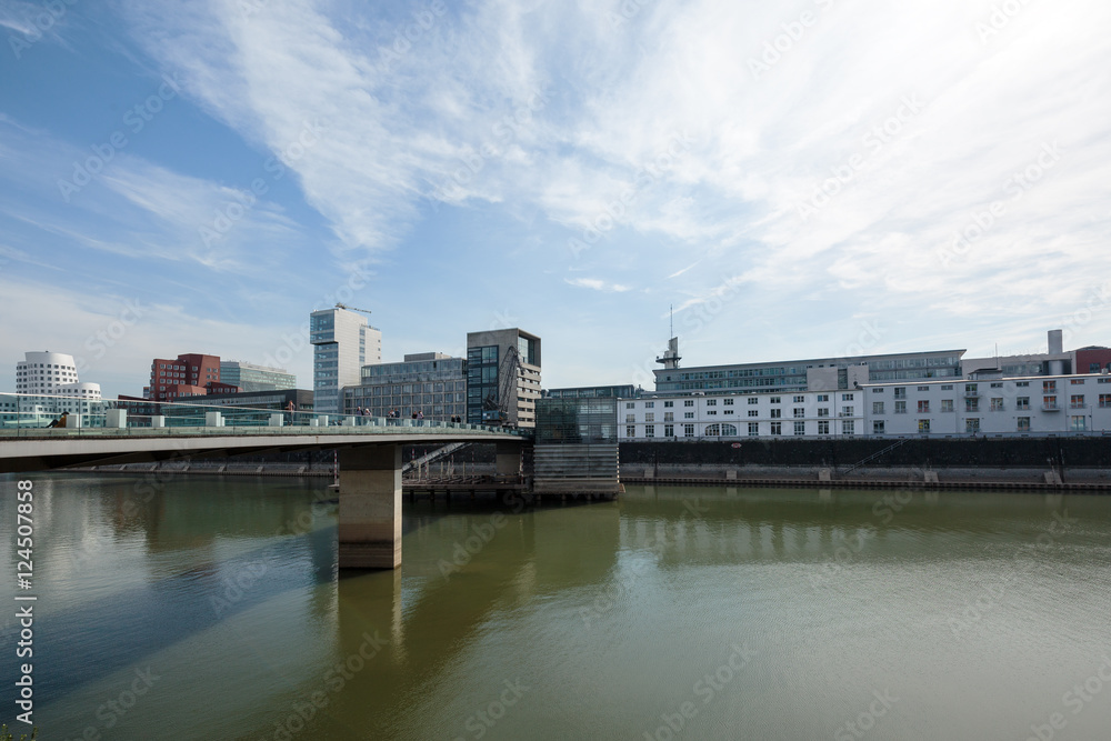 Duesseldorf pedestrian Harbor Bridge / Germany Duesseldorf pedestrian Harbor Bridge / Germany
