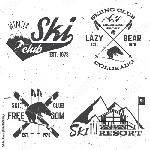 Vector ski club retro badge.